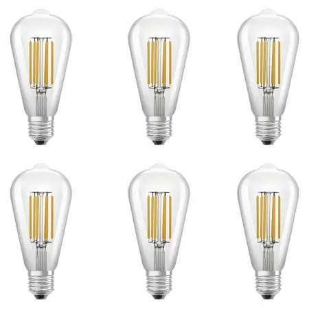 6er Set OSRAM E27 EDISON besonders effizientes LED Leuchtmittel leistungsstark 3,8W wie 60W 3000K warmweißes Licht Schneller Versand