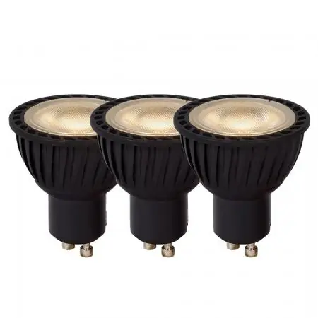 Lucide MR16 - Led Lampe - Ø 5 cm - LED Dim. - GU10 - 3x5W 3000K - Schwarz - Set von 3 Billig