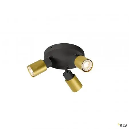Direkt Vom Hersteller SLV 1008333 PURI 2.0 Tube, Wand- und Deckenaufbauleuchte, rund, 3 x max. 6 W GU10, schwarz / gold