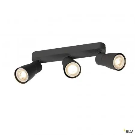 Must-Have SLV 1008328 PURI 2.0 Dome, Wand- und Deckenaufbauleuchte, long, 3 x max. 6 W GU10, schwarz