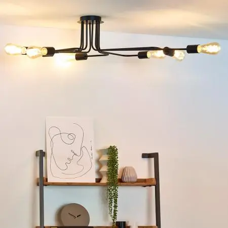 Zertifiziert Lucide LESTER Deckenleuchte 8xE27 Schwarz