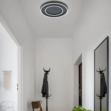 Helestra LED Deckenleuchte SONA Doppelring Mattschwarz dimmbar ø60cm Rabatt
