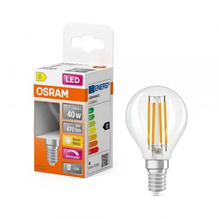 OSRAM E14 LED Superstar Classic P 40 Lampe klar dimmbar 3.4W wie 40W warmweißes Licht Expressversand