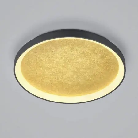 Helestra Runde flache dimmbare LED Deckenleuchte MORI schwarz gold Top-Preis