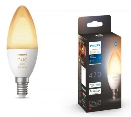 Philips Hue White E14 LED Kerze White Ambiance dimmbar 5,2W wie 40W Tunable White mit Bluetooth- und/oder ZigBee-steuerbar Echt