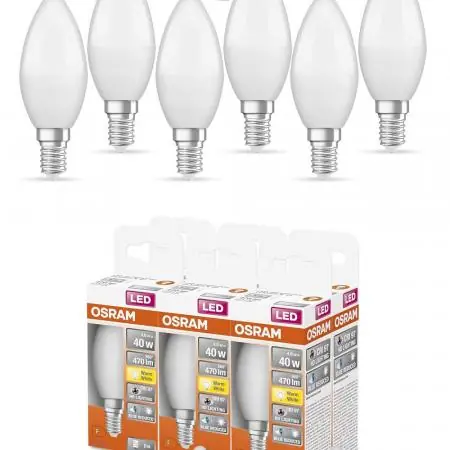 Günstig 6-Pack OSRAM E14 LED Kerzen Lampe Star Classic B 25 4.9W wie 40W 2700K warmweißes Licht 97Ra sehr hohe Farbwiedergabe