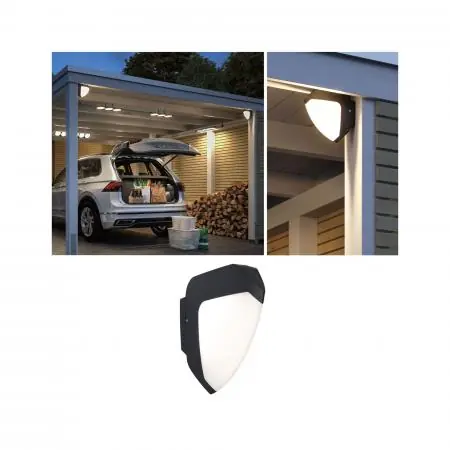 Expressversand Paulmann 94517 Hauswandleuchte Ikosea mit Sensor IP44 Anthrazit 8W