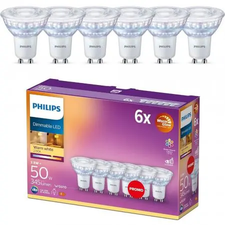 Aktion Nur noch angezeigter Bestand verfügbar 6er-Set PHILIPS GU10 LED Reflektor 3.8W wie 50W 36° Ausstrahlwinkel WarmGlow-dimmbar 2200K-2700K CRI90 mit hoher Farbwiedergabe Meistverkauft