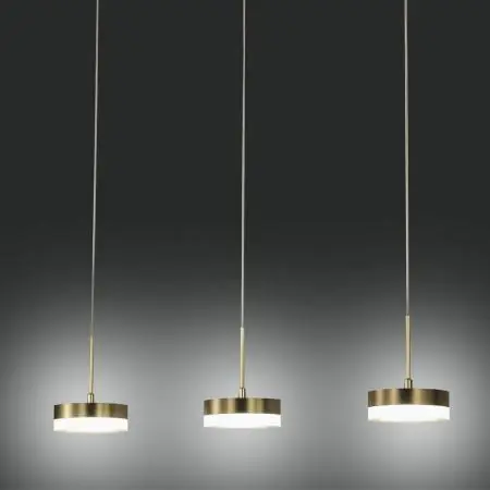 Sale Dunk 3-flammige dimmbare LED Pendelleuchte Messing satiniert von Fabas Luce