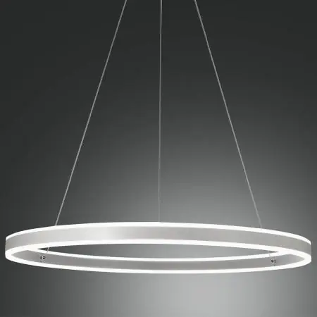 Aktuell Palau LED-Pendelleuchtein in Ringform Weiß up&downlight dimmbar Ø80cm von Fabas Luce