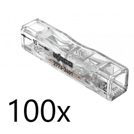 100 x Wago 2773-2401 Schnellverbinder Durchgangsklemme 0.75-4mm² 2-Leiter Klemme transparent - XXXL-Sparpack Rabatt