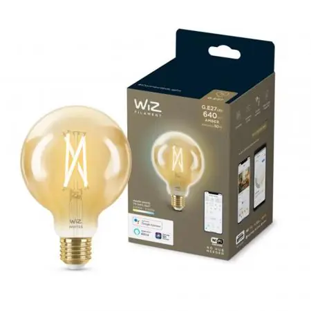 Rabatt WIZ E27 Smarte LED Filament Lampe Bernstein in Kugelform Tunable White 7W wie 50W WLAN