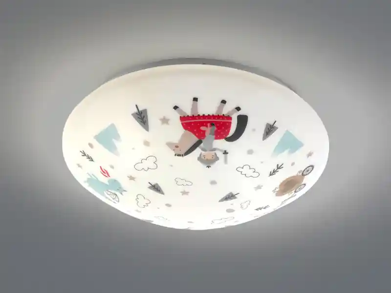 Sale Niermann Kinderzimmer Lampe RITTER THEO Deckenlampe Opalweiß & bunt Ø 35cm