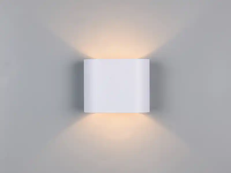 meineWunschleuchte LED Wandleuchte mit Up & Down Lichteffekt, Metall Weiß, Breite 15cm Wochenendangebot