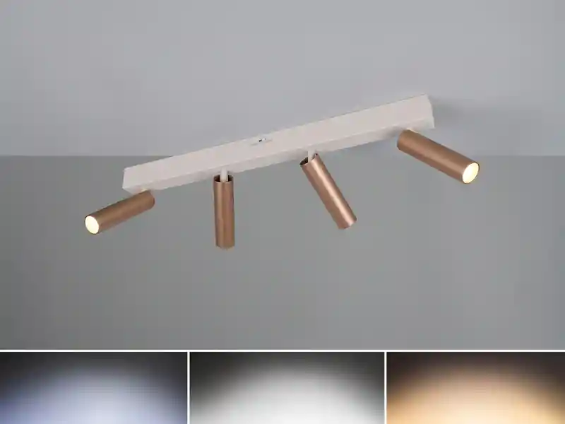 Preisknaller Trio Leuchten Moderner LED Deckenstrahler AMBALA dimmbar 4-flammig Coffee, Breite 65cm