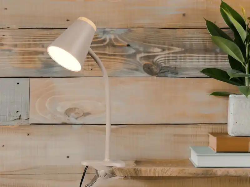 Echt RL LIVE YOUR LIGHT LED Klemmlampe PONGO Beige flexibel biegsam, Höhe 33cm