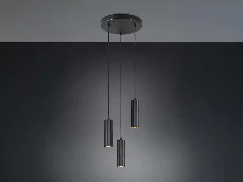 Trio Leuchten Moderne Cluster Pendelleuchte SOKA 3-flammig aus Metall Schwarz Ø 28cm Meistverkauft