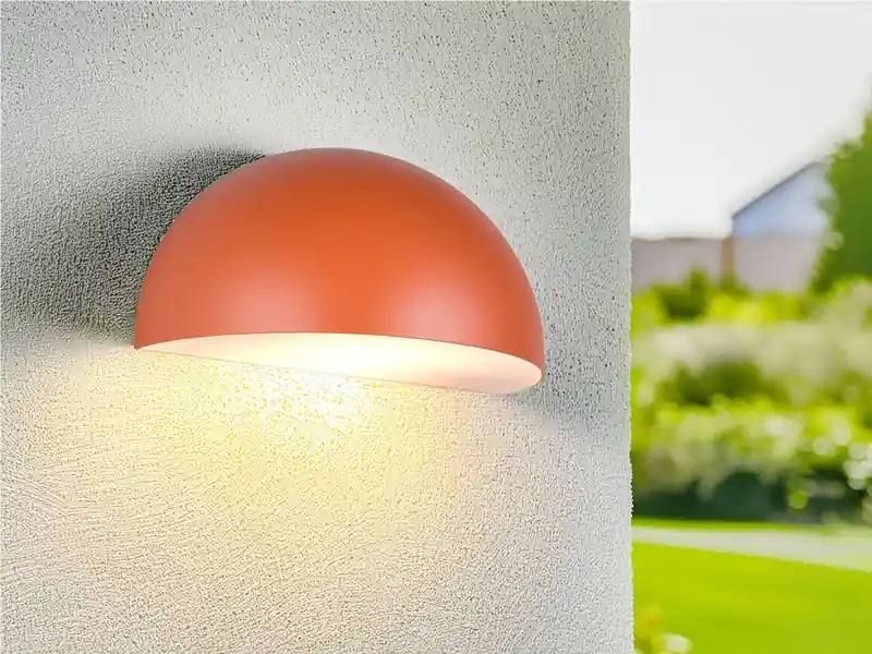 meineWunschleuchte Halbrunde LED Downlight Außenwandleuchte Apricot, Breite 27cm Neuheit