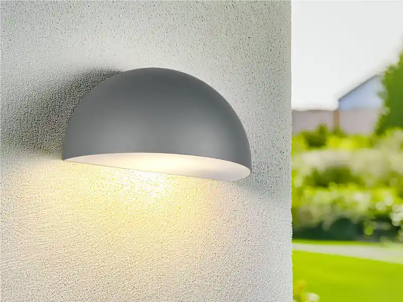 Geprüft meineWunschleuchte Halbrunde LED Downlight Außenwandleuchte Anthrazit, Breite 27cm