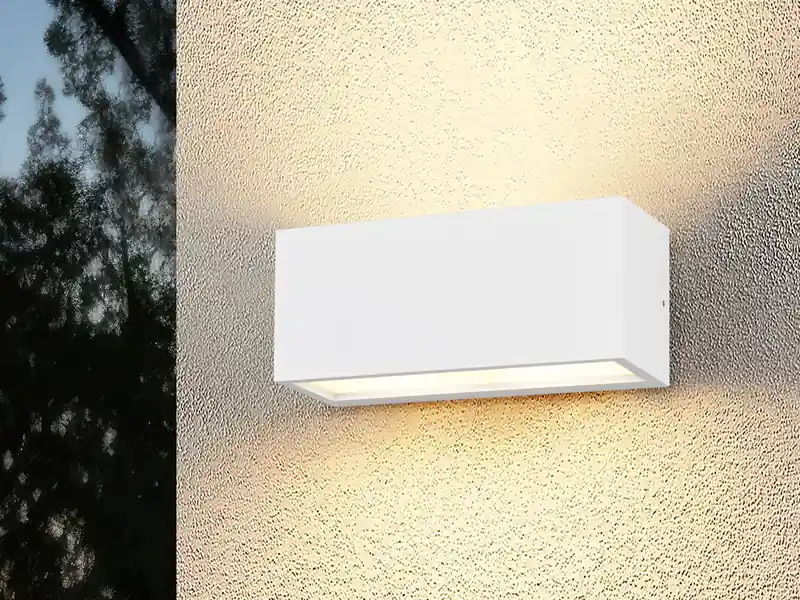 Expressversand Trio Leuchten Eckige Up & Downlight Außenwandleuchte MAYENNE Weiß, Breite 25cm