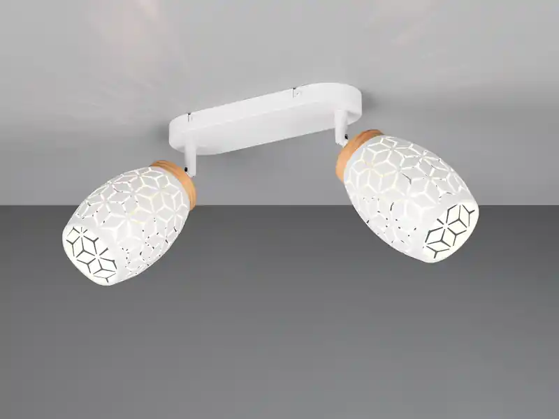 RL LIVE YOUR LIGHT Deckenstrahler BIDAR Weiß 2-flammig mit Stanzmuster, Breite 28cm Mega-Angebot