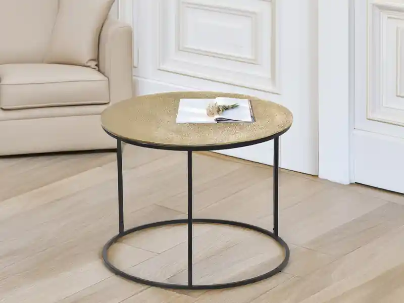 Schneller Versand MIRRORS AND MORE Großer Beistelltisch PATTY rund Metall in Schwarz Gold, Höhe 46cm