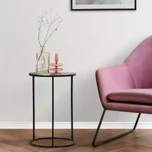 Begrenztes Angebot MIRRORS AND MORE Beistelltisch PATTY rund Metall in Schwarz Silber, Höhe 61cm