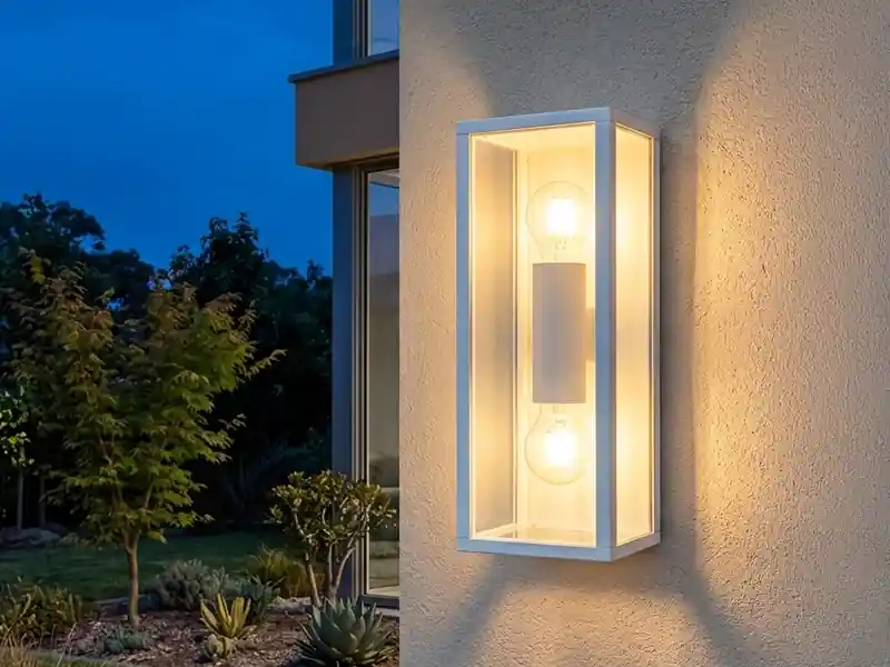 Begrenztes Angebot Trio Leuchten Up & Down Außenwandleuchte GARONNE in Weiß mit Glas, Höhe 38cm