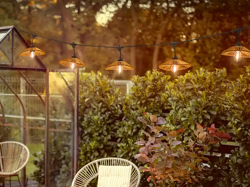Wochenendangebot RL LIVE YOUR LIGHT Outdoor Lichterkette CHAIN mit Stecker & 10 LEDs mit Boho Schirmen, 6,5 Meter