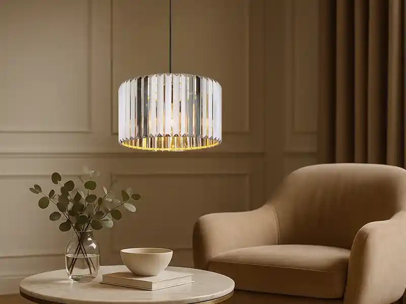 Expressversand NOWA Moderne Pendelleuchte RUN einflammig mit Rauchglas Kristall Ø 35cm