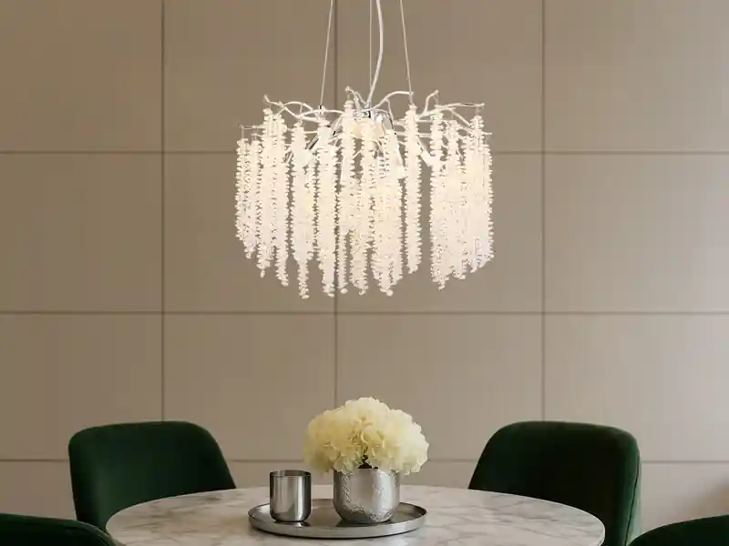 Globo Moderner Kronleuchter LAVERNE Silber Chrom mit Glas Kristall Ø 50cm Top-Seller