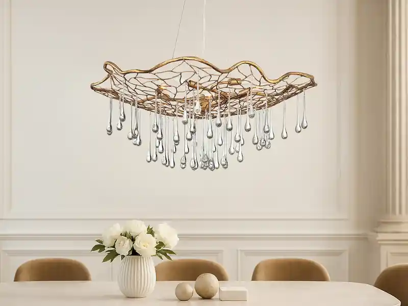 HINKLEY Ausgefallene Pendelleuchte LAGUNA Gold matt mit Glas Behang Ø 91cm Begrenztes Angebot