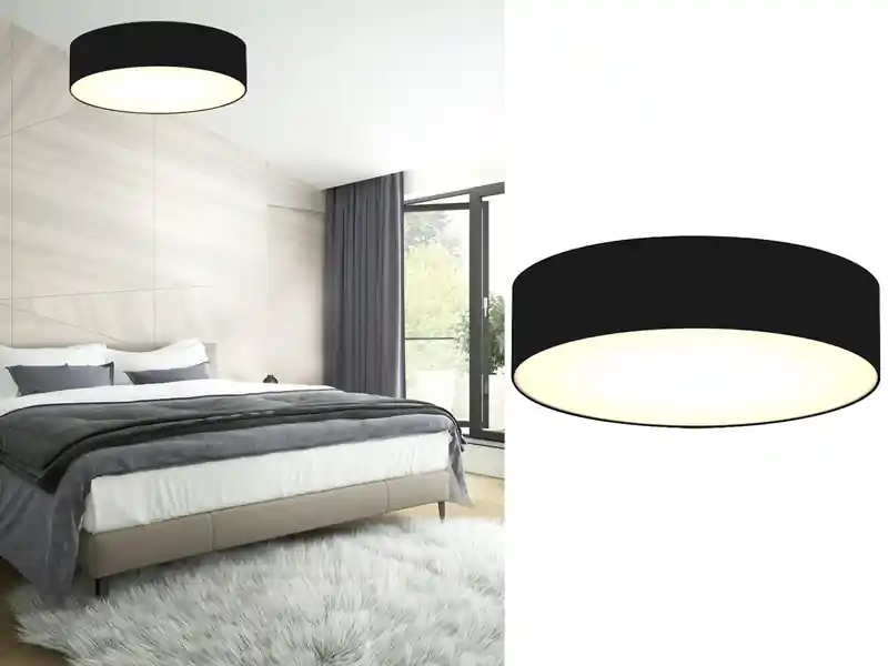 Smartwares Zeitlose runde Deckenleuchte mit LED Stoffschirm Schwarz Ø 60cm Angebot