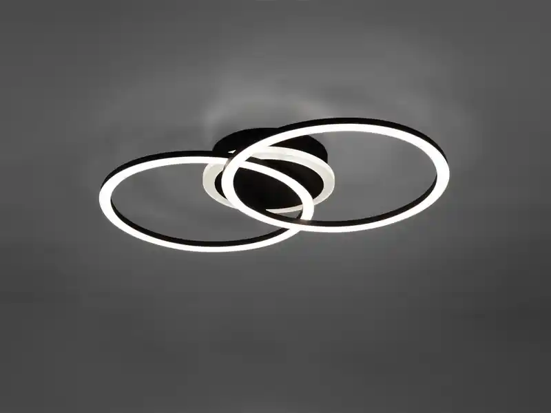 RL LIVE YOUR LIGHT LED Deckenleuchte VENIDA 2 Ringe Schwarz, dimmbar, Breite 50cm Schneller Versand