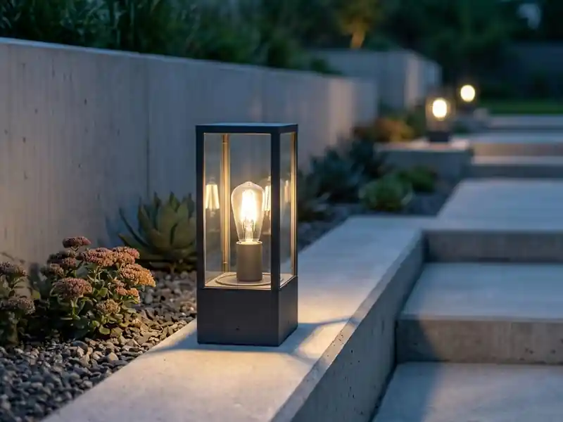 meineWunschleuchte Moderne LED Sockelleuchte in Anthrazit mit Glas, Höhe 40cm Sale