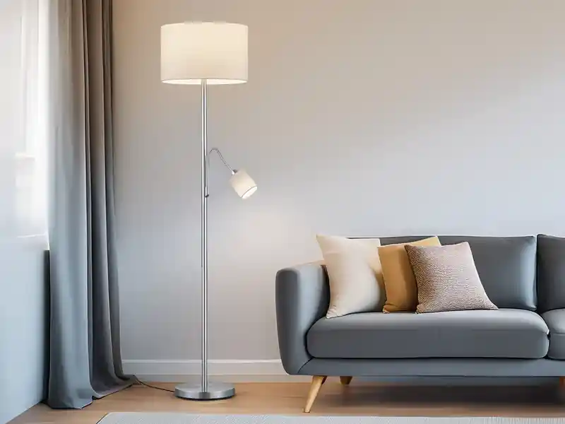 Schnäppchen meineWunschleuchte Große Stehlampe mit Leselampe, LED dimmbar, Stoffschirm Weiß, Höhe 170cm
