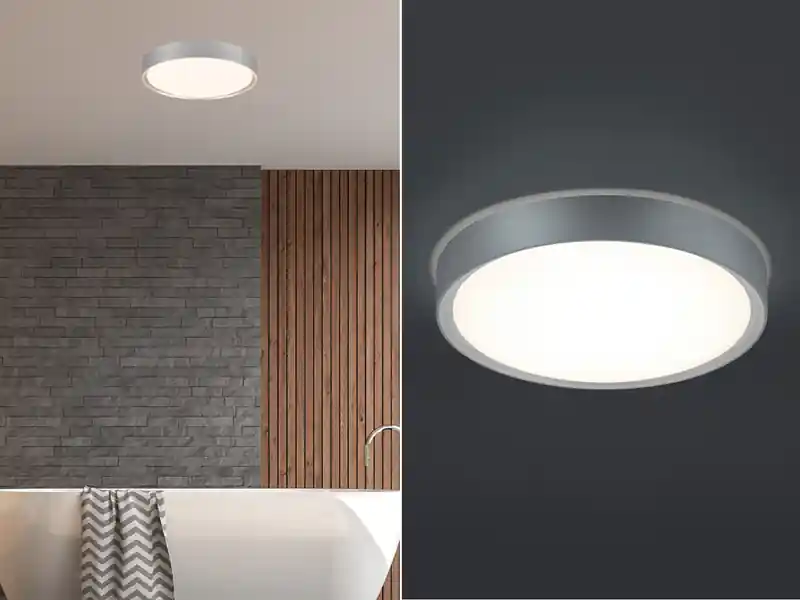 Trio Leuchten LED Bad Deckenleuchte CLARIMO in Grau, IP44 Ø 33cm Sonderangebot