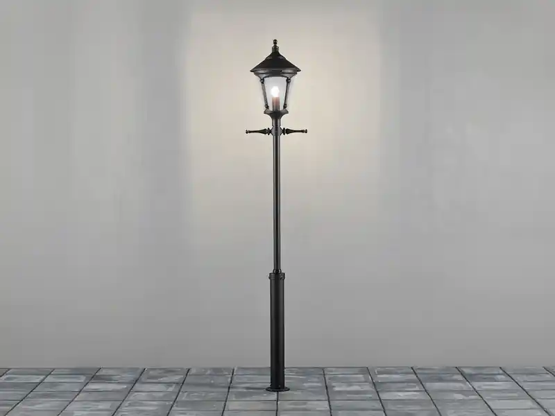Billig Konstsmide Mastleuchte VIRGO Laterne aus Aluminium Schwarz, Höhe 255cm