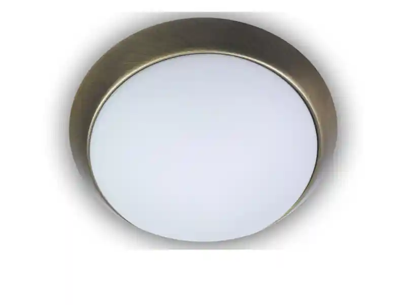 Saisonangebot Niermann LED-Deckenleuchte rund, Opalglas matt, Dekorring Altmessing, Ø 25cm