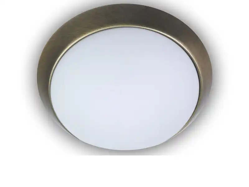 Niermann LED Deckenleuchte / Deckenschale, Opalglas matt, Dekorring Altmessing, Ø 30cm Neu Im Sortiment