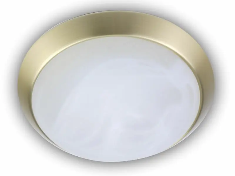 Niermann Deckenleuchte rund, Glas Alabaster, Dekorring Messing matt, Ø 25cm Günstig