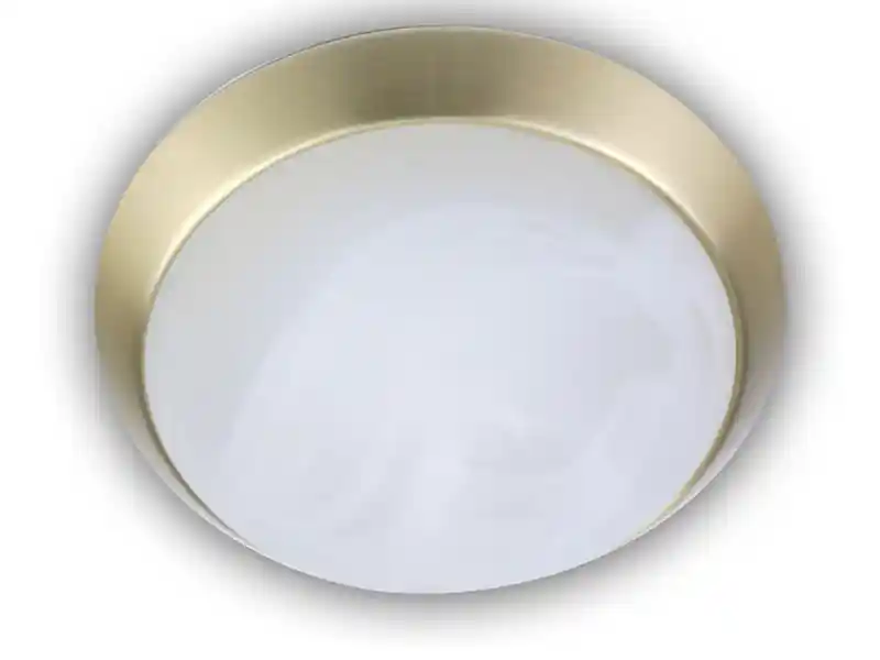 Sonderaktion Niermann Deckenleuchte rund, Glas Alabaster, Dekorring Messing matt, Ø 30cm