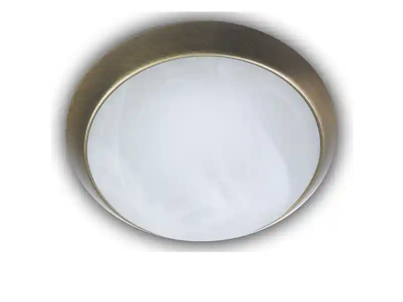 Niermann LED-Deckenleuchte rund, Glas Alabaster, Dekorring Altmessing, Ø 35cm Aktuell