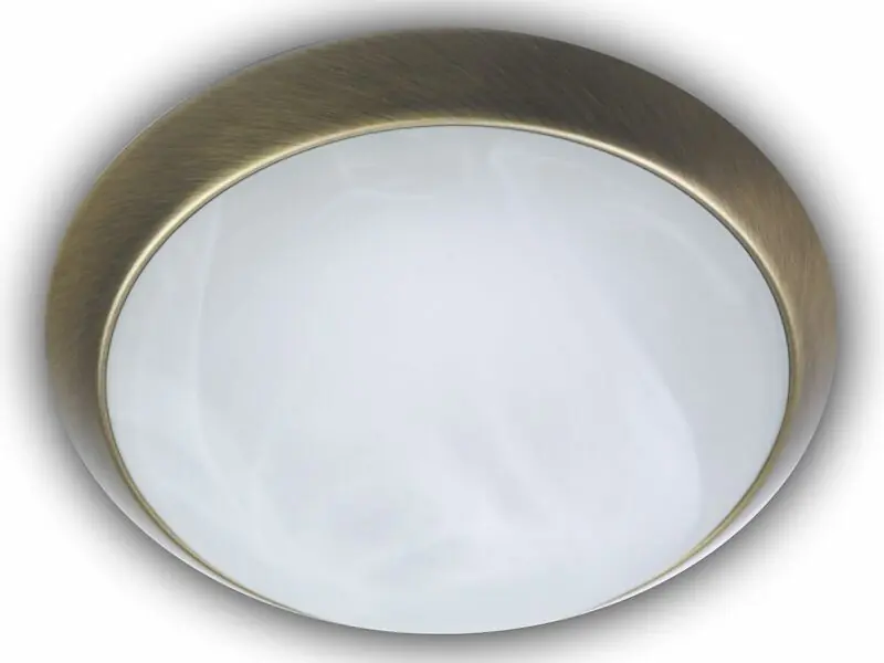 Niermann Deckenleuchte rund, Glas Alabaster, Dekorring Altmessing, Ø 25cm Saisonangebot