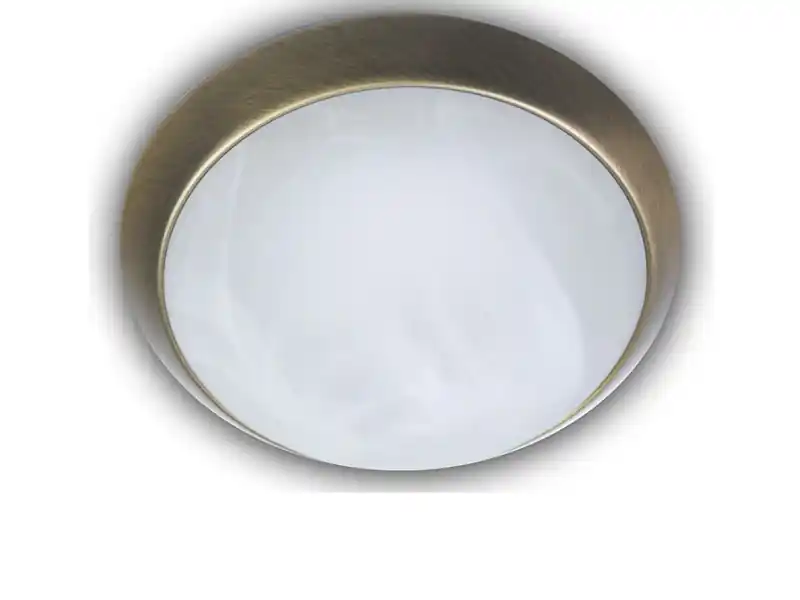 Niermann LED Deckenleuchte rund, Glas Alabaster, Dekorring Altmessing, Ø 35cm Beliebt