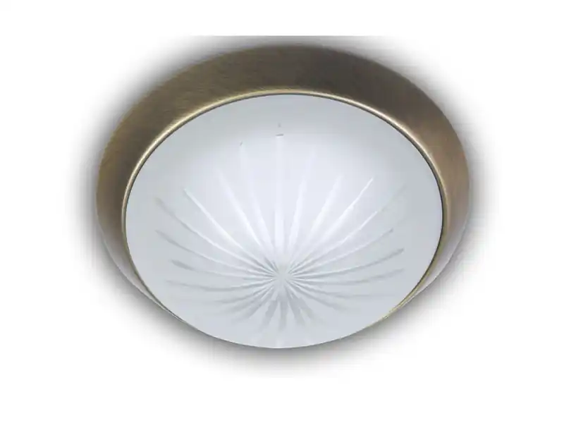 Niermann LED-Deckenleuchte rund, Schliffglas satiniert, Dekorring Altmessing, Ø 35cm Must-Have