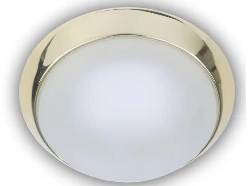 Finale Aktion Niermann Deckenleuchte, Glas Weiß mit Klarrand, Dekorring Messing poliert, Ø 25cm