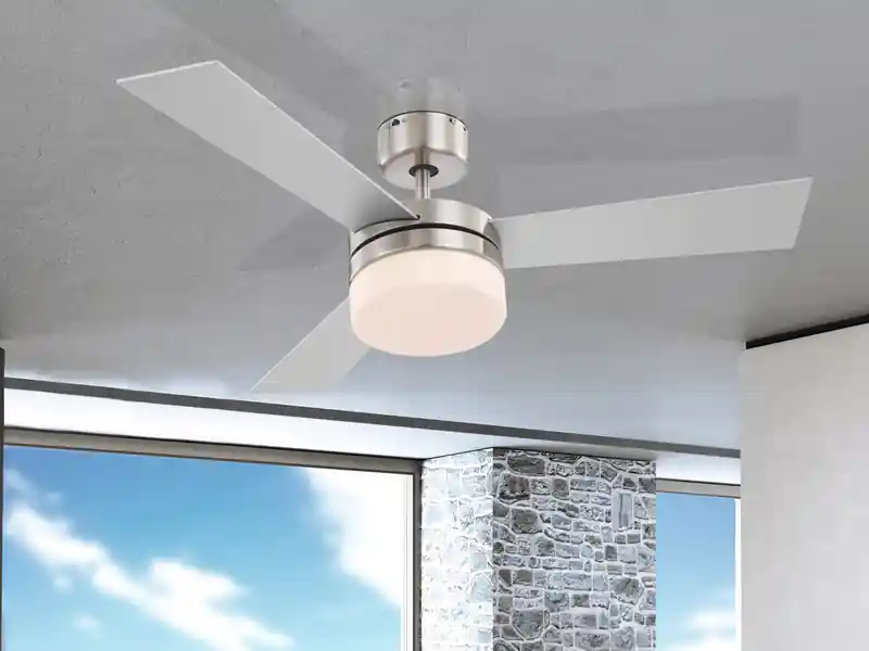 Globo Deckenventilator mit Licht ALANA Fernbedienung, Silber/Buche Ø105cm Nur Für Kurze Zeit