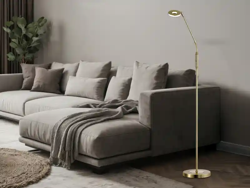 Fischer & Honsel LED Stehlampe Leselampe DENT Messing mit Dimmer, Höhe 150cm Angebot