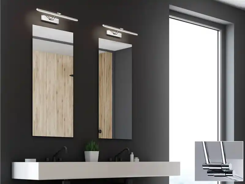 Fischer & Honsel 2er SET LED Badezimmer Wandleuchten Silber Chrom schwenkbar, Breite 60cm Neue Ware